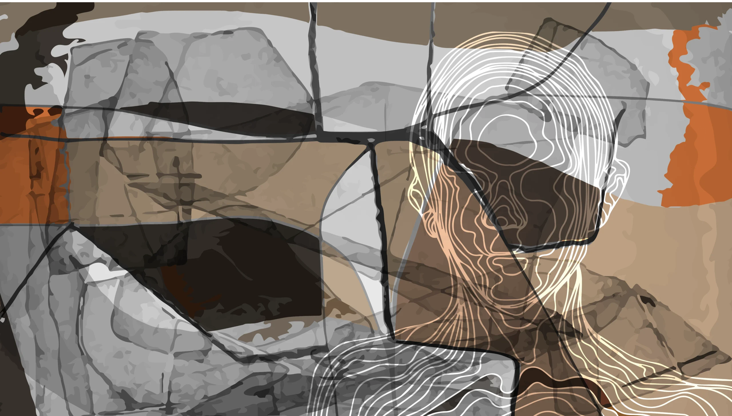 Abstract human silhouette in earthy tones symbolizing midlife self-inquiry and personal growth